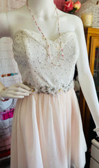 Masquerade Ivory and Pale Pink Beaded Party Dress