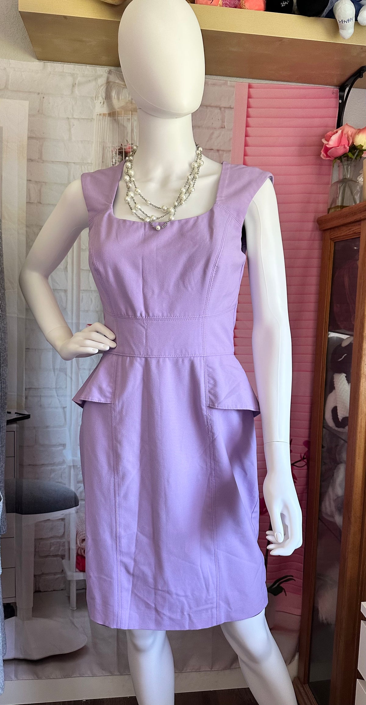 White House Black Market Lavender Peplum Sheath Dress