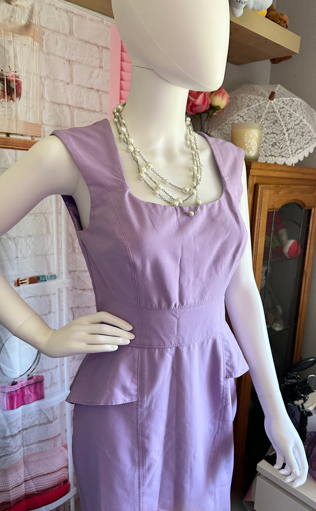 White House Black Market Lavender Peplum Sheath Dress
