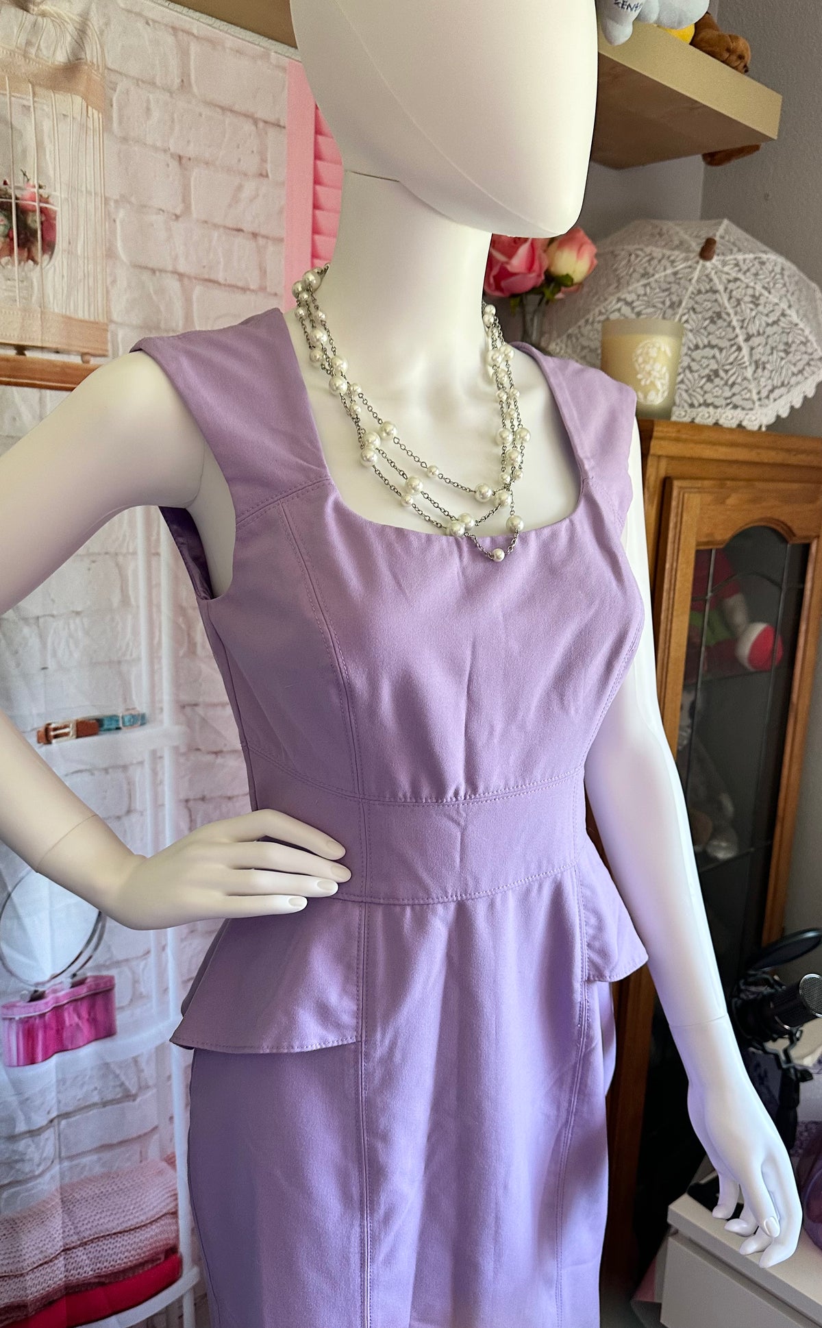 White House Black Market Lavender Peplum Sheath Dress