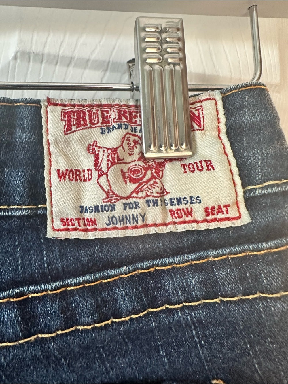 True Religion Johnny Straight Leg Jeans Dark Wash Low Rise Stretch