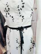 Jessica McClintock White Strapless Dress with Black Floral Embroidery