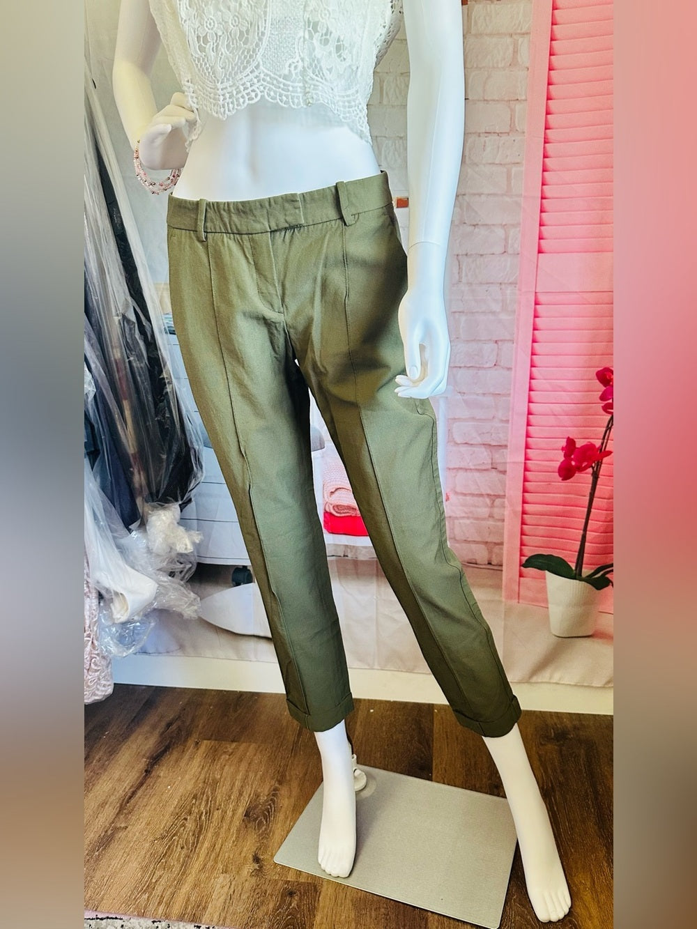 Marisenna T Jubilee Olive Green Tailored Ankle Pants
