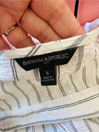 Banana Republic White & Gray Striped Sleeveless Peplum Tank Top