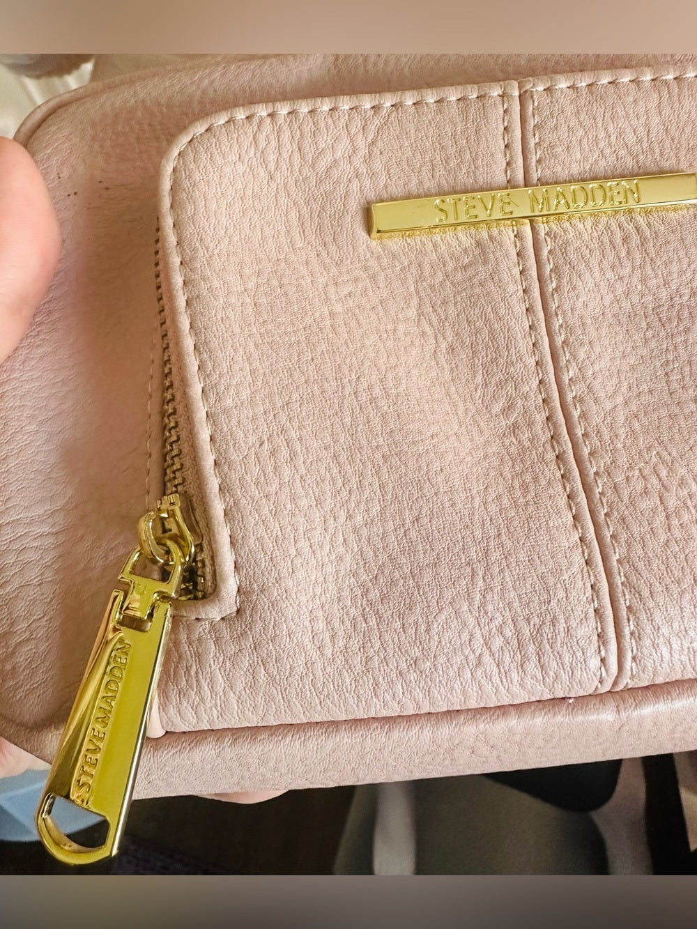 Steve Madden Blush Pink Pebbled Crossbody Bag Gold Hardware