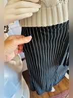 Reserved Black White Pinstripe Belted Button Front Midi Skirt EU 34