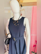 Nanette Lepore Navy Belted Fit & Flare Midi Dress
