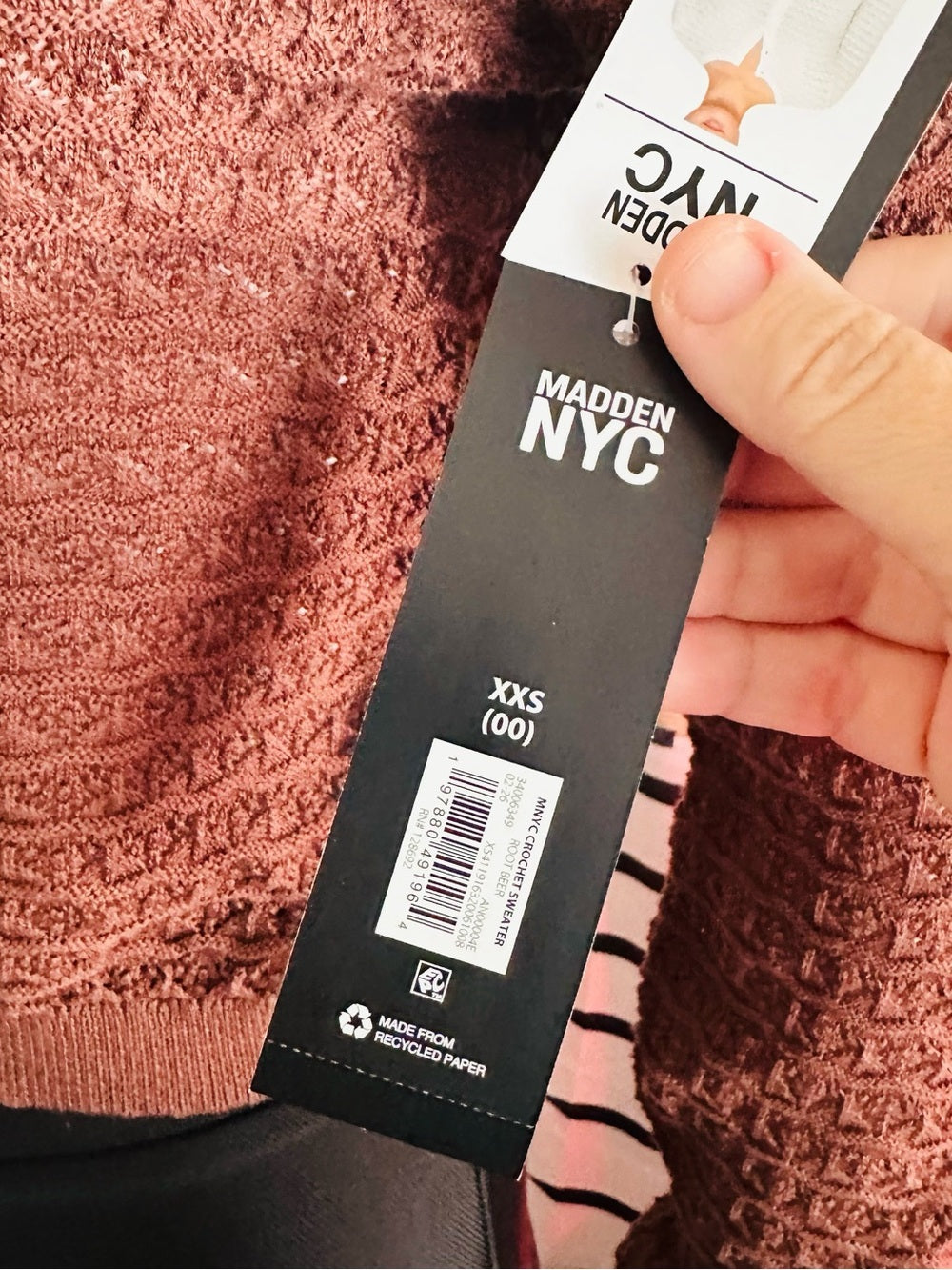 Madden NYC Crochet Cropped Cardigan Sweater