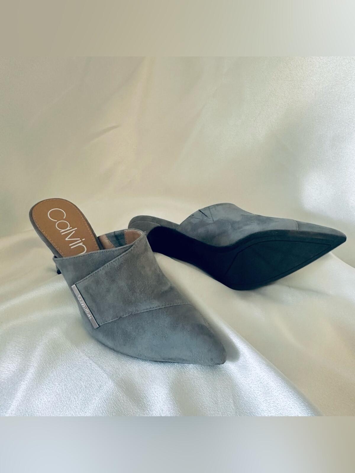 Calvin Klein Grecia Suede Mule Heels