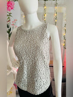 LOFT Petite Gray Floral Lace Sleeveless Tank Top
