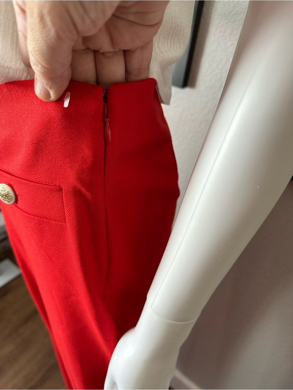 Ann Taylor Red Wide Leg Sailor Pants Gold Crest Buttons