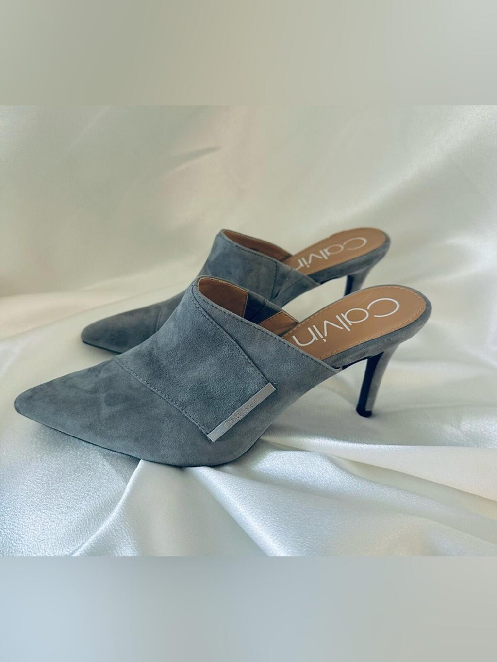 Calvin Klein Grecia Suede Mule Heels