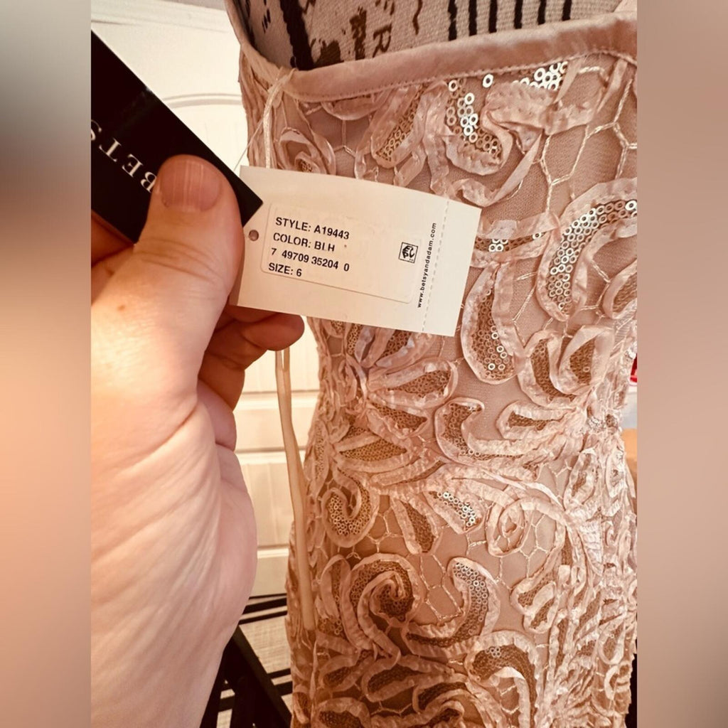 Betsy & Adam Lace & Sequin Formal Dress