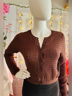 Madden NYC Crochet Cropped Cardigan Sweater