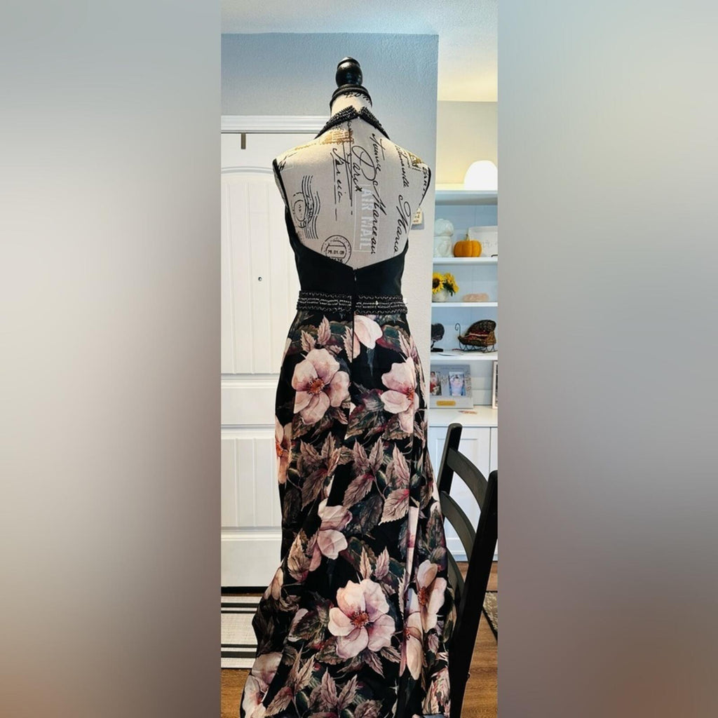 Chic Floral A-Line Party Dress in Black and Pink