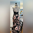 Chic Floral A-Line Party Dress in Black and Pink