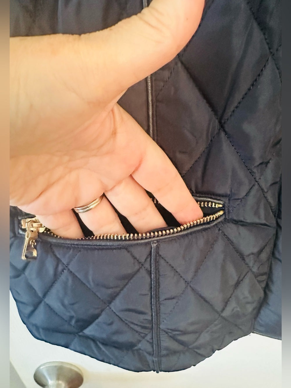 Palomares Navy Quilted Faux Fur Lined Puffer Vest NWT