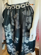 Forever 21 Black Mesh Floral Midi Skirt