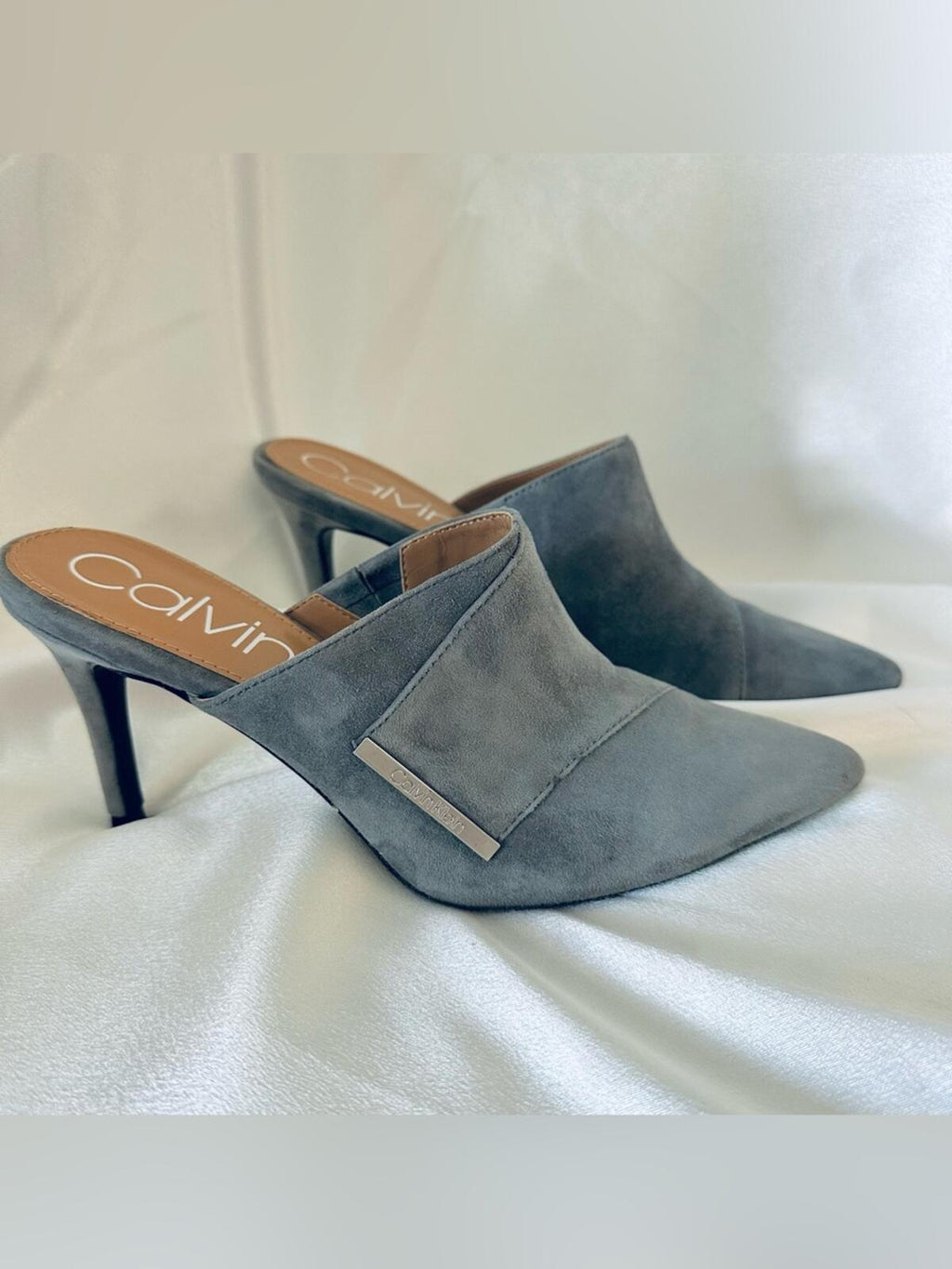 Calvin Klein Grecia Suede Mule Heels