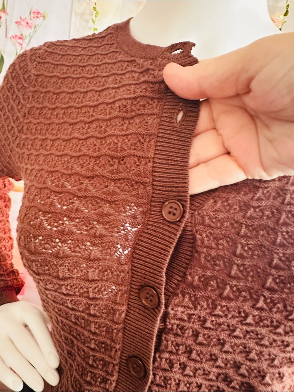 Madden NYC Crochet Cropped Cardigan Sweater