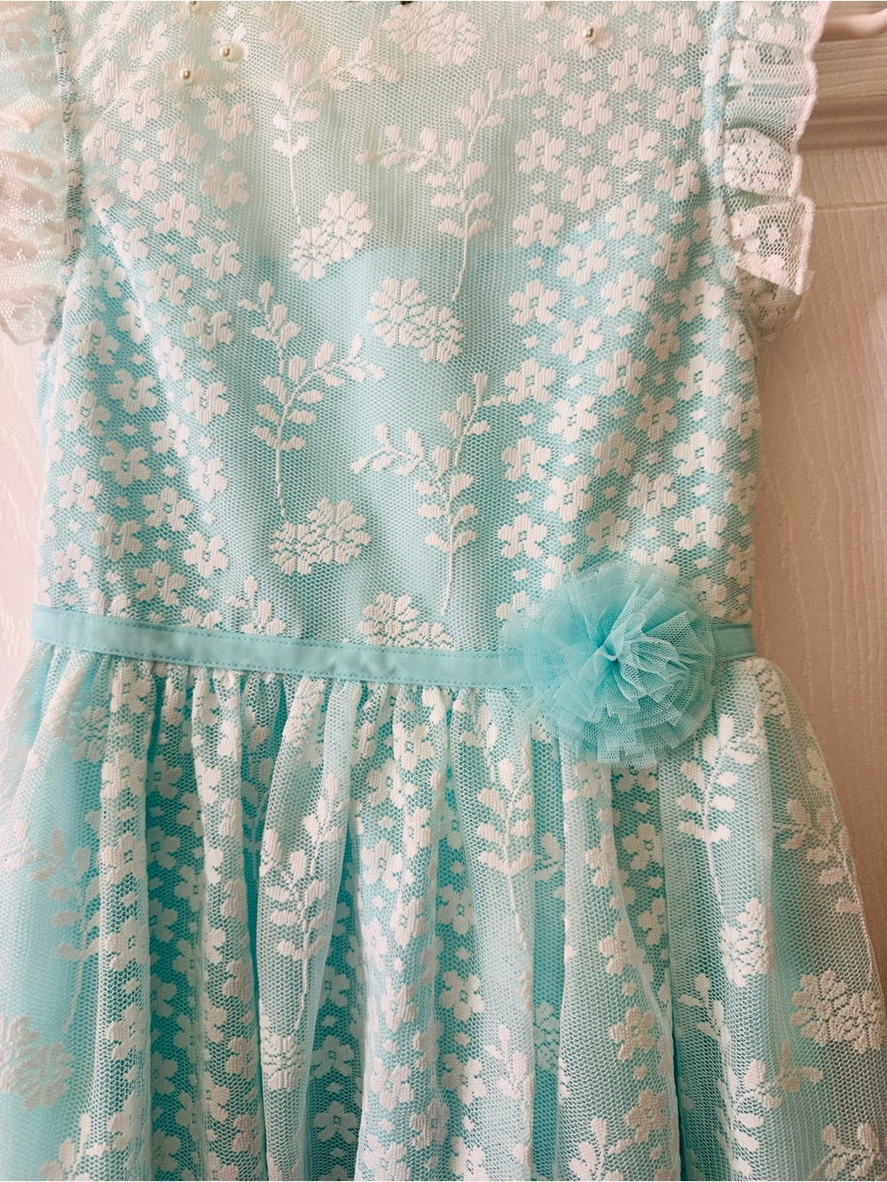 Jona Michelle Aqua Lace Party Dress