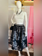 Forever 21 Black Mesh Floral Midi Skirt