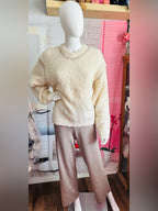 Z Supply Romnie Sweater Cream Textured Whipstitch Cozy Knit