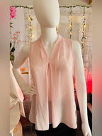 Vince Camuto Blush Pink Sleeveless V Neck Draped Blouse