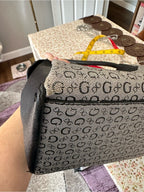 GUESS Los Angeles Black Gray G Logo Monogram Satchel Shoulder Bag