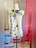 White House Black Market White Floral Halter Camisole with Blue & Yellow Print