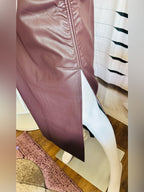 Topshop Side Ruched Faux Leather Midi Skirt