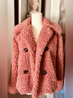 Topshop Blush Ami Borg Faux Fur Jacket
