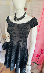 Windsor Black High-Low Floral Flocked Formal Dress