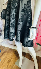 Windsor Black High-Low Floral Flocked Formal Dress