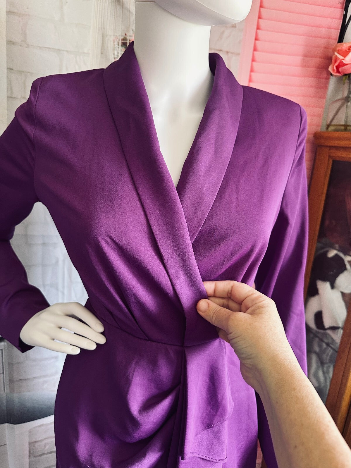 MISHA Long Sleeve Ruffle Wrap Mini Dress