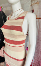 Rust Striped High Neck Bodycon Dress