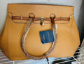 Adrienne Vittadini Natural Pebbled Tote Bag Gold Hardware Workbook Sleeve