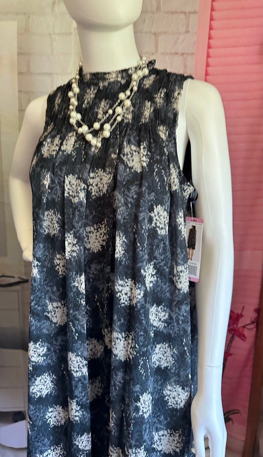 Sleeveless Mock Neck Smocked Midi Dress by Joie