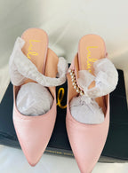 Lulus Sephoraa Rose Gold Satin Pearl Pointed-Toe Mule Pumps