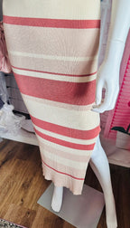 Rust Striped High Neck Bodycon Dress