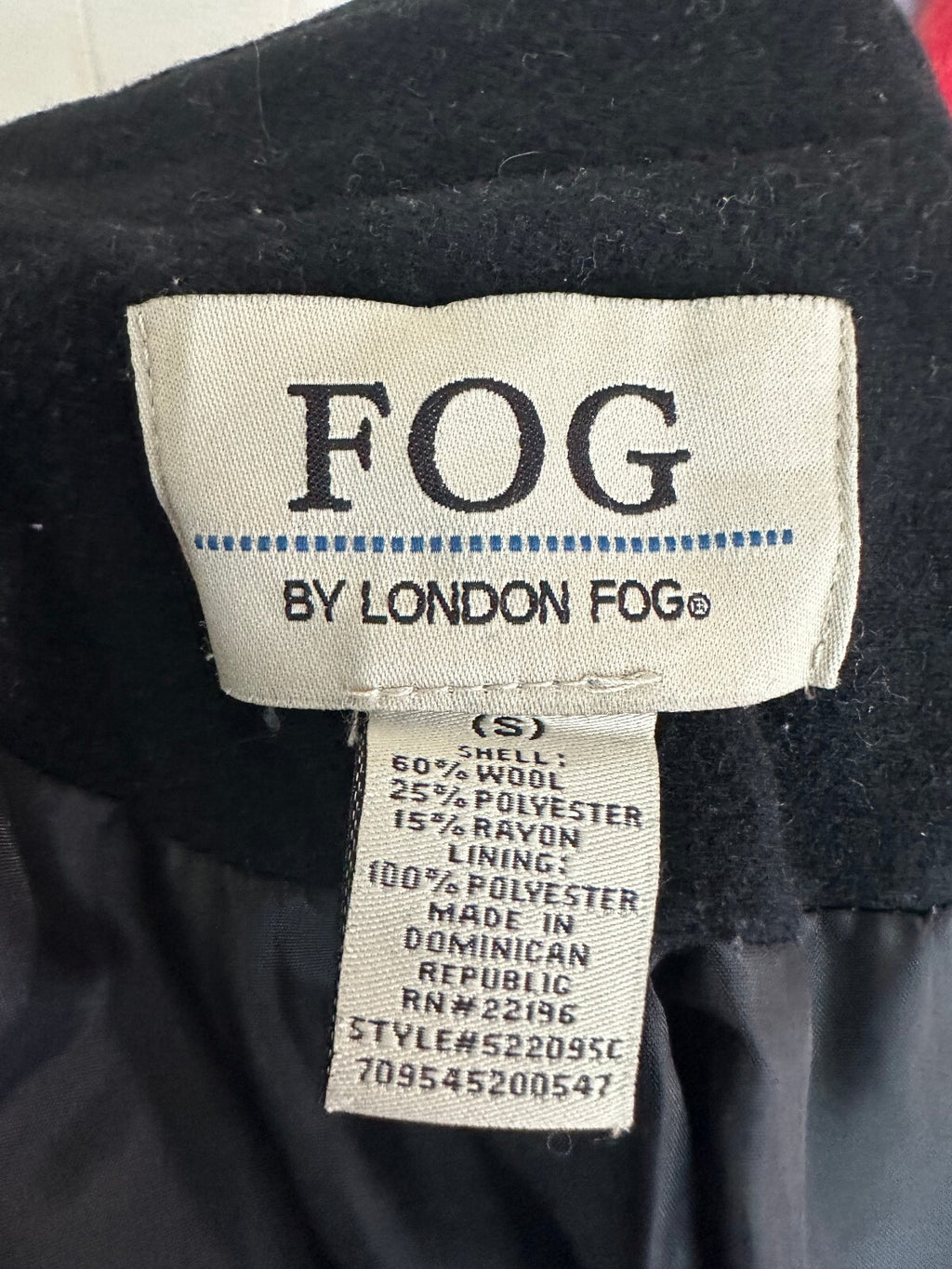 Fog by London Fog Black Wool Blend Pea Coat