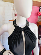 Chic Floral A-Line Party Dress in Black and Pink