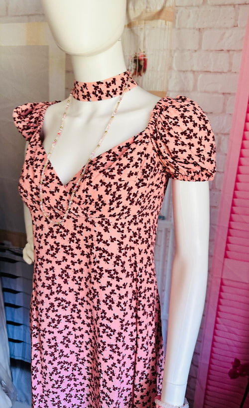 Alexis Pink Floral Print Midi Dress