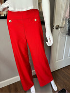 Ann Taylor Red Wide Leg Sailor Pants Gold Crest Buttons