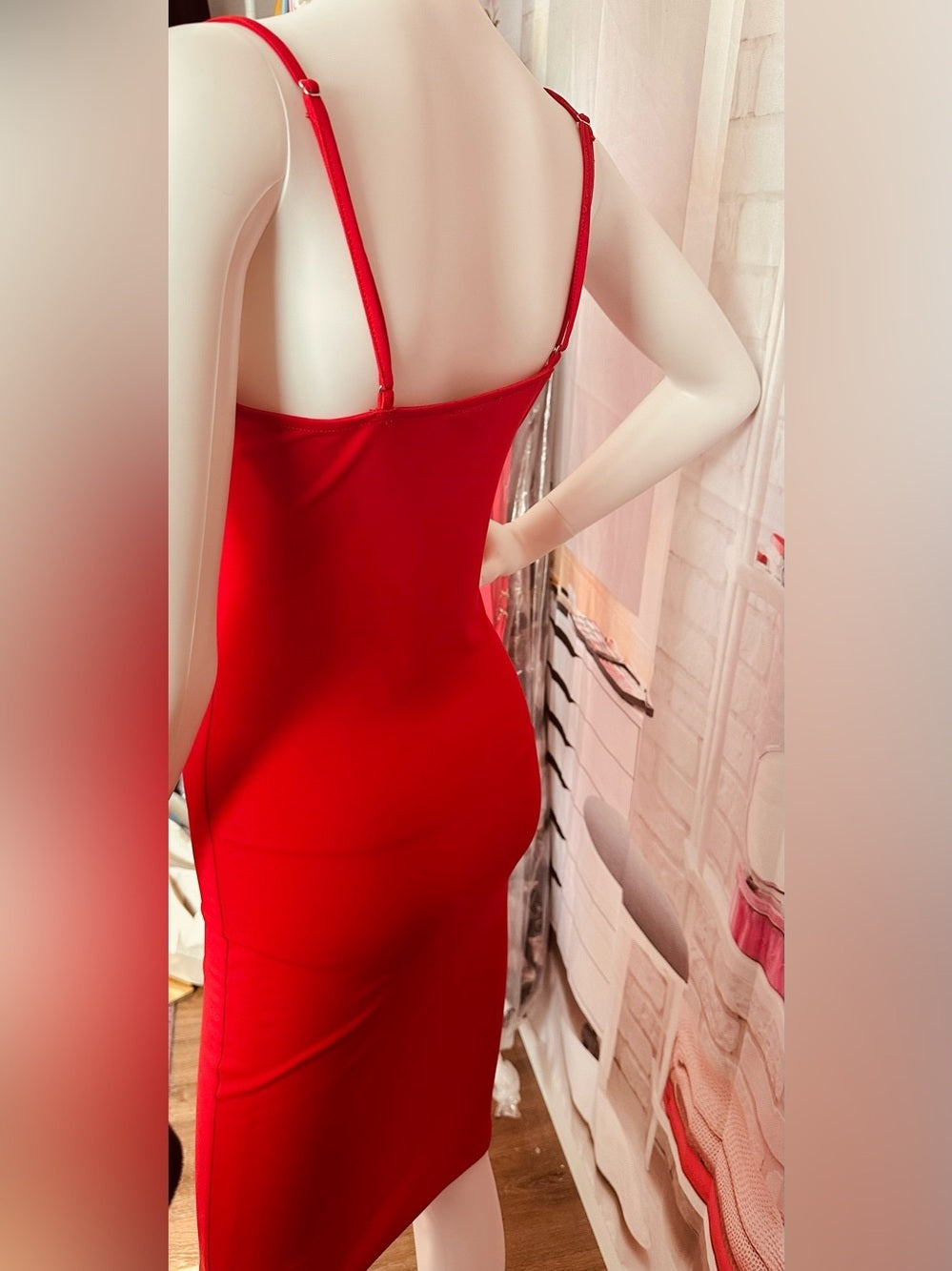 Forever 21 Red Cowl Neck Bodycon Midi Slip Dress