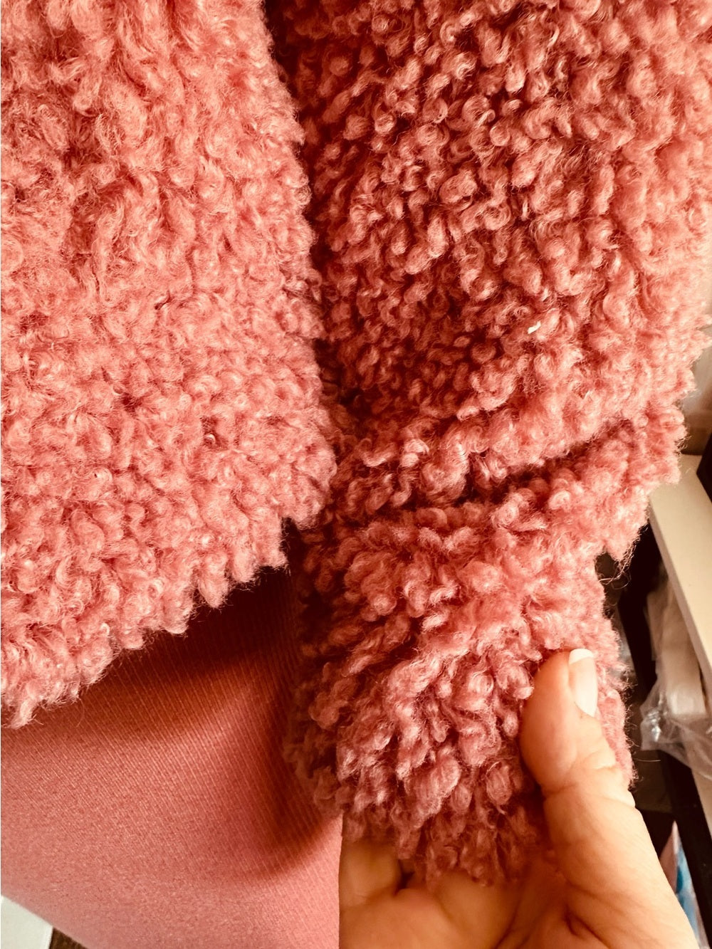 Topshop Blush Ami Borg Faux Fur Jacket