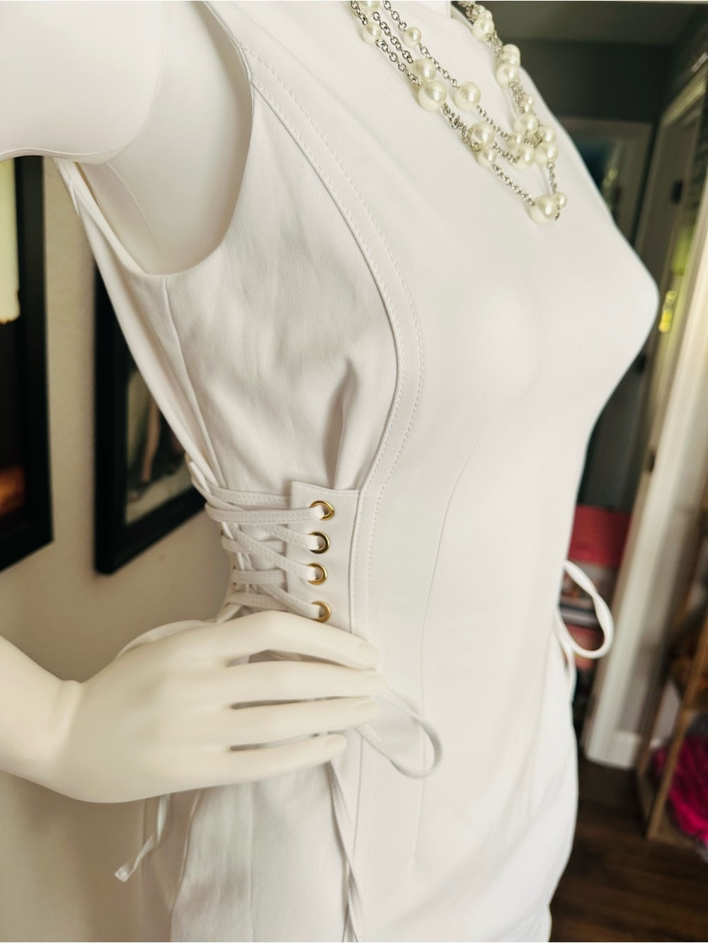 Calvin Klein White Lace-Up Side Sheath Dress