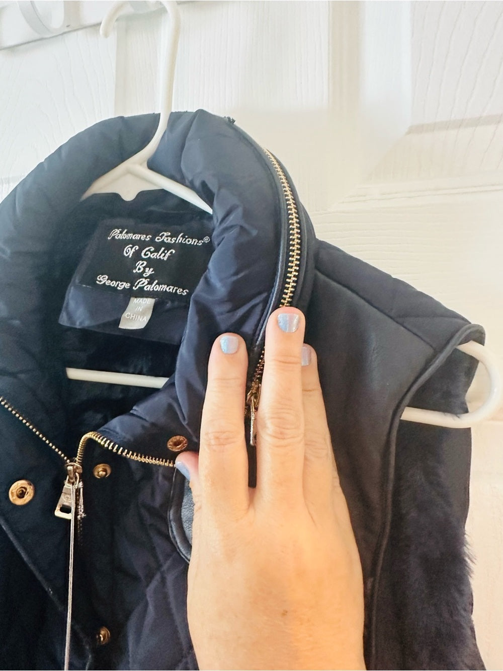 Palomares Navy Quilted Faux Fur Lined Puffer Vest NWT