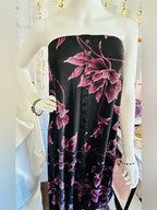 Briggs New York Black Pink Floral Button Front Maxi Skirt