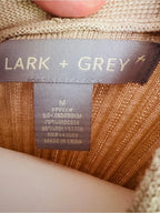 Lark + Grey Tan Ribbed Knit Button Front Belted Sweater Dress
